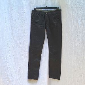 Men's embroidered Takeshy Kurosawa jeans, black, shiny, sz 32